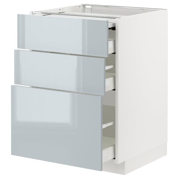 Ikea METOD / MAXIMERA - Bc w pull-out work surface/3drw, white/Kallarp light grey-blue, 60x60 cm