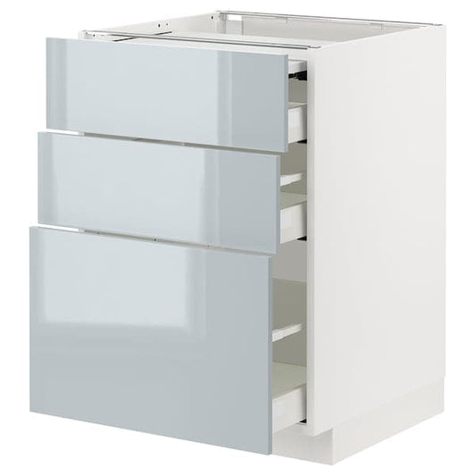 Ikea METOD / MAXIMERA - Bc w pull-out work surface/3drw, white/Kallarp light grey-blue, 60x60 cm