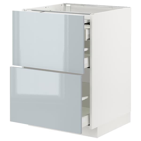Ikea METOD / MAXIMERA - Bc w pull-out work surface/3drw, white/Kallarp light grey-blue, 60x60 cm