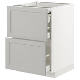 METOD / MAXIMERA bc w pull-out work surface/3drw, white/Lerhyttan light grey, 60x60 cm