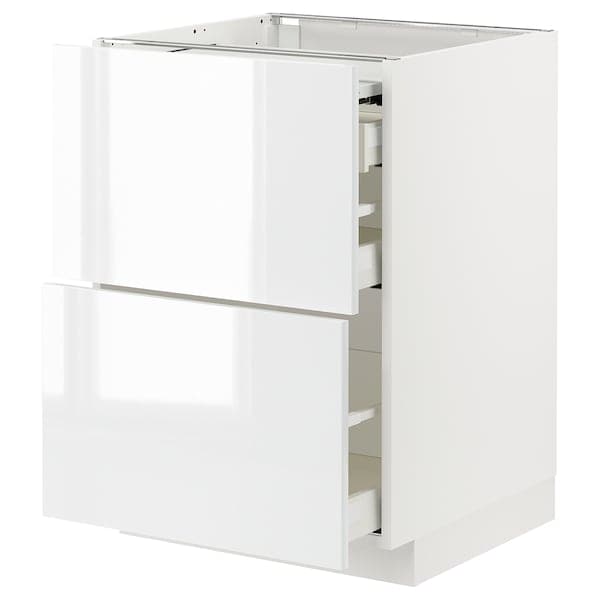Ikea METOD / MAXIMERA - Bc w pull-out work surface/3drw, white/Ringhult white, 60x60 cm