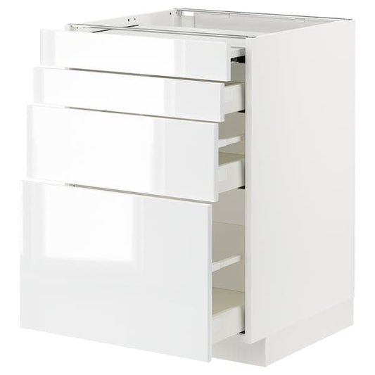 Ikea METOD / MAXIMERA - Bc w pull-out work surface/3drw, white/Ringhult white, 60x60 cm
