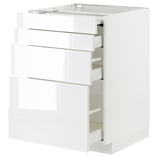 METOD / MAXIMERA - Bc w pull-out work surface/3drw, white/Ringhult white, 60x60 cm