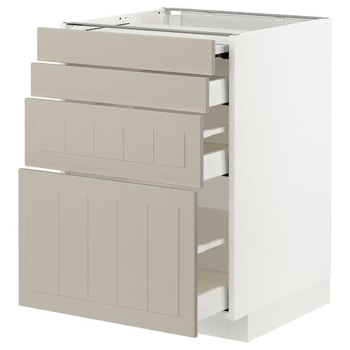 METOD / MAXIMERA - METOD / MAXIMERA Bc w pull-out work surface/3drw, white/Stensund beige, 60x60 cm