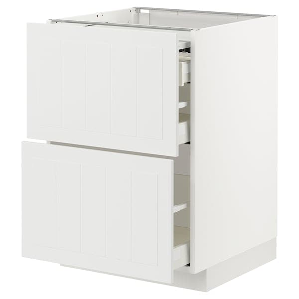 METOD / MAXIMERA - Bc w pull-out work surface/3drw, white/Stensund white , 60x60 cm - best price from Maltashopper.com 89433463