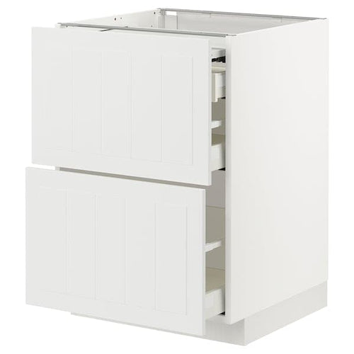 METOD / MAXIMERA - Bc w pull-out work surface/3drw, white/Stensund white , 60x60 cm