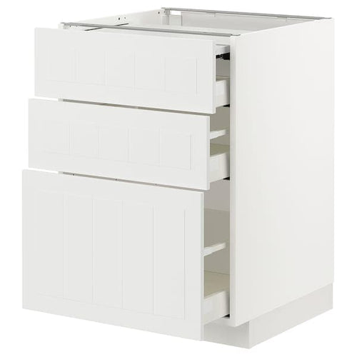 METOD / MAXIMERA - Bc w pull-out work surface/3drw, white/Stensund white, 60x60 cm