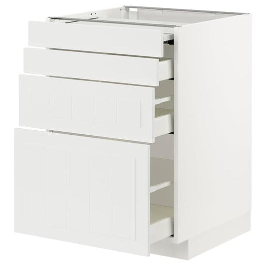 METOD / MAXIMERA - Bc w pull-out work surface/3drw, white/Stensund white , 60x60 cm - best price from Maltashopper.com 79433473
