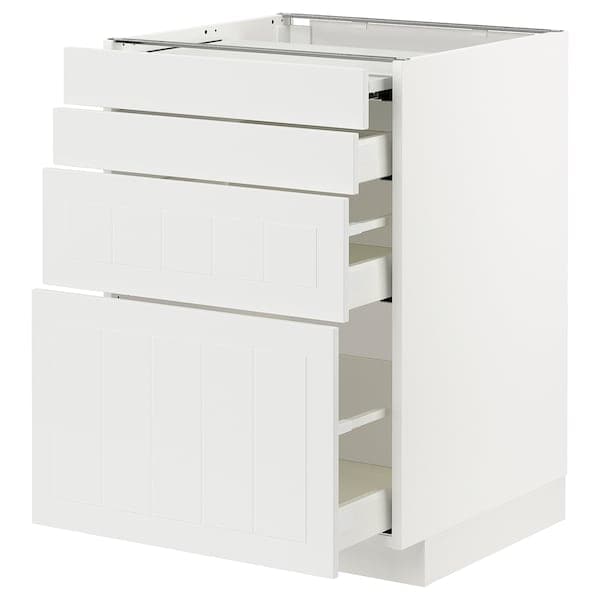 METOD / MAXIMERA bc w pull-out work surface/3drw, white/Stensund white, 60x60 cm