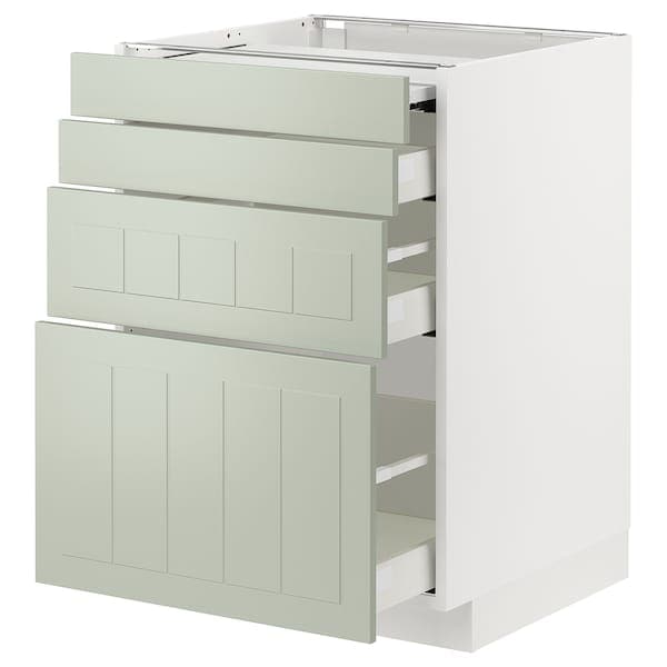 METOD / MAXIMERA - Bc w pull-out work surface/3drw, white/Stensund light green, 60x60 cm - best price from Maltashopper.com 79486193