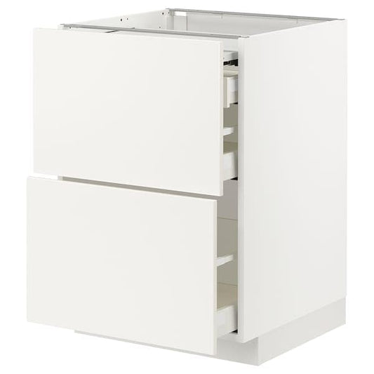 METOD / MAXIMERA - Bc w pull-out work surface/3drw, white/Veddinge white, 60x60 cm - best price from Maltashopper.com 69419142