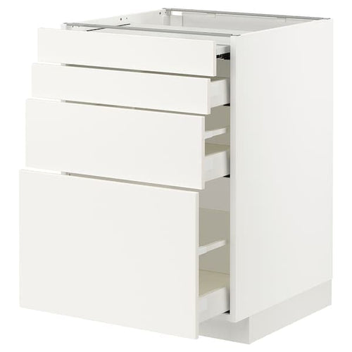 METOD / MAXIMERA - Bc w pull-out work surface/3drw, white/Veddinge white, 60x60 cm