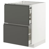 METOD / MAXIMERA bc w pull-out work surface/3drw, white/Voxtorp dark grey, 60x60 cm