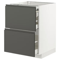 METOD / MAXIMERA bc w pull-out work surface/3drw, white/Voxtorp dark grey, 60x60 cm