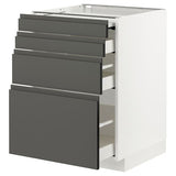 METOD / MAXIMERA bc w pull-out work surface/3drw, white/Voxtorp dark grey, 60x60 cm
