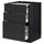 METOD / MAXIMERA bc w pull-out work surface/3drw, black/Nickebo matt anthracite, 60x60 cm