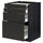 METOD / MAXIMERA bc w pull-out work surface/3drw, black/Nickebo matt anthracite, 60x60 cm