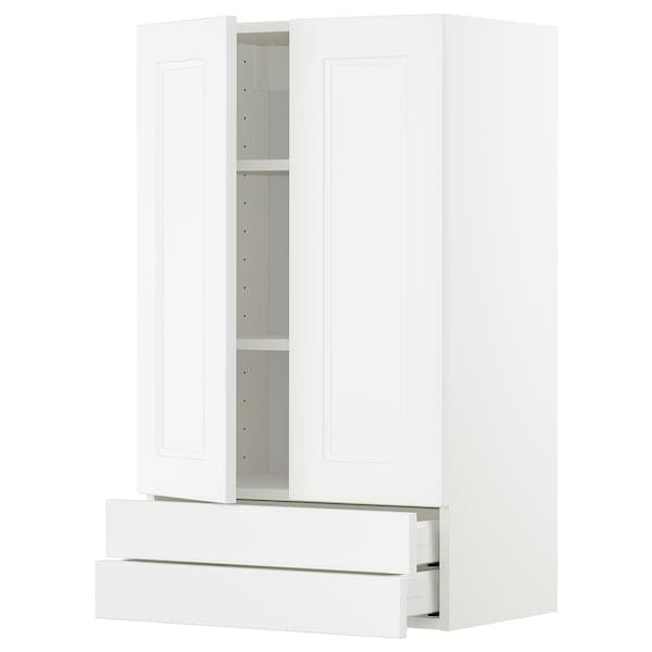 Ikea METOD / MAXIMERA - Wall cabinet w 2 doors/2 drawers, white/Axstad matt white, 60x100 cm