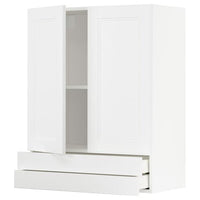METOD / MAXIMERA - Wall cabinet w 2 doors/2 drawers, white/Axstad matt white, 80x100 cm - best price from Maltashopper.com 19458008