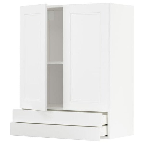 METOD / MAXIMERA - Wall cabinet w 2 doors/2 drawers, white/Axstad matt white, 80x100 cm