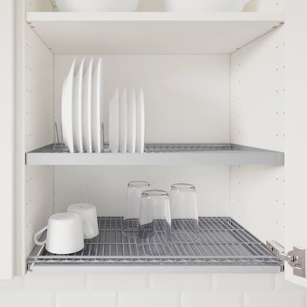 METOD / MAXIMERA - Wall cabinet w 2 doors/2 drawers, white/Bodarp grey-green