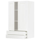 METOD / MAXIMERA wall cabinet w 2 doors/2 drawers, white Enköping/white wood effect, 60x100 cm