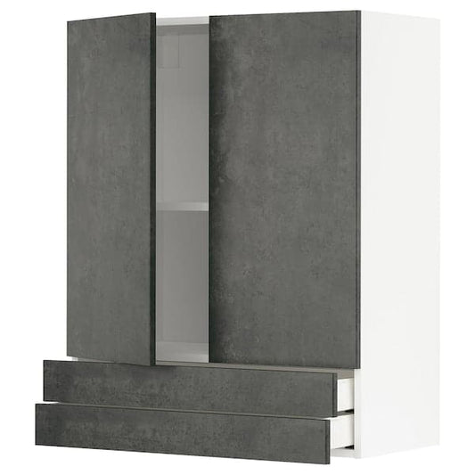 METOD / MAXIMERA - Wall unit with 2 doors/2 drawers , 80x100 cm - best price from Maltashopper.com 19468111