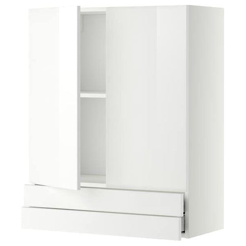 METOD / MAXIMERA - METOD / MAXIMERA Wall cabinet w 2 doors/2 drawers, white/Ringhult white, 80x100 cm