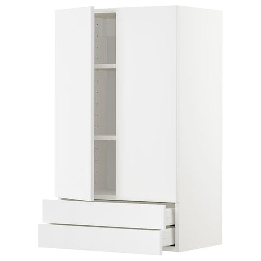 Ikea METOD / MAXIMERA - Wall cabinet w 2 doors/2 drawers, white/Ringhult white, 60x100 cm