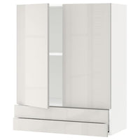 METOD / MAXIMERA - Wall cabinet w 2 doors/2 drawers, white/Ringhult light grey, 80x100 cm - best price from Maltashopper.com 19458452