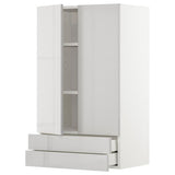 METOD / MAXIMERA wall cabinet w 2 doors/2 drawers, white/Ringhult light grey, 60x100 cm