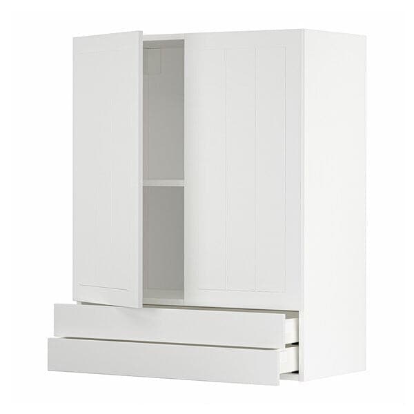 METOD / MAXIMERA - Wall cabinet w 2 doors/2 drawers, white/Stensund white , 80x100 cm - best price from Maltashopper.com 49464574