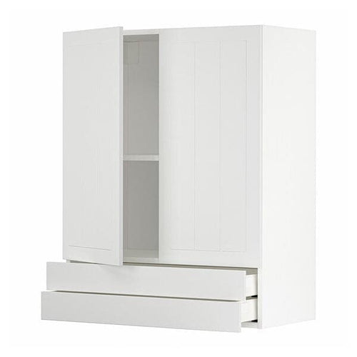 METOD / MAXIMERA wall cabinet w 2 doors/2 drawers, white/Stensund white, 80x100 cm