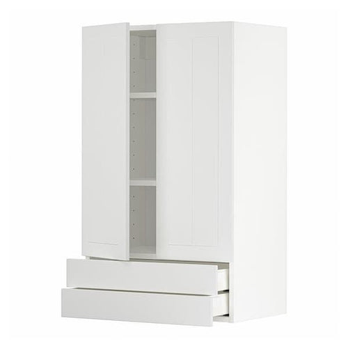 METOD / MAXIMERA - Wall cabinet w 2 doors/2 drawers, white/Stensund white, 60x100 cm