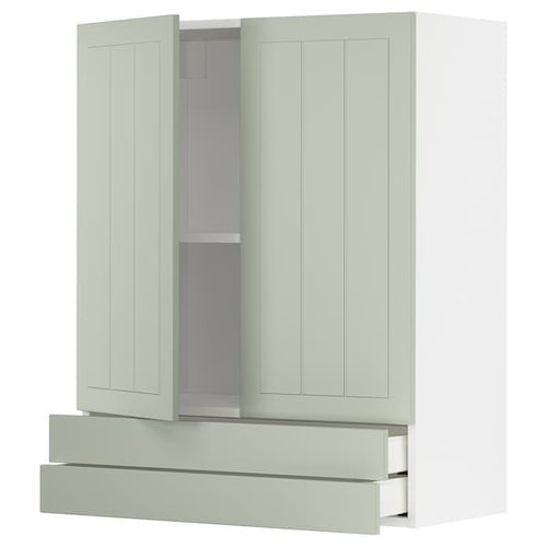 METOD / MAXIMERA - METOD / MAXIMERA Wall cabinet w 2 doors/2 drawers, white/Stensund light green, 80x100 cm