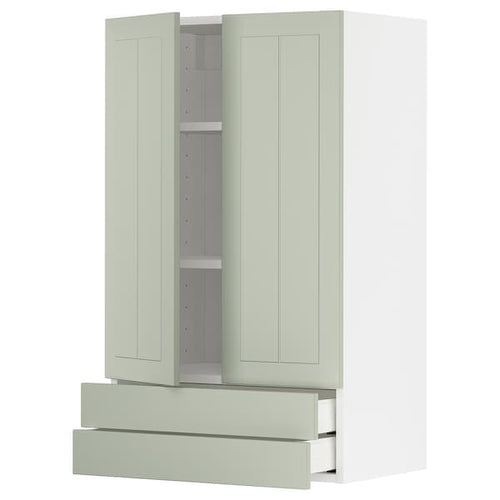 METOD / MAXIMERA - METOD / MAXIMERA Wall cabinet w 2 doors/2 drawers, white/Stensund light green, 60x100 cm