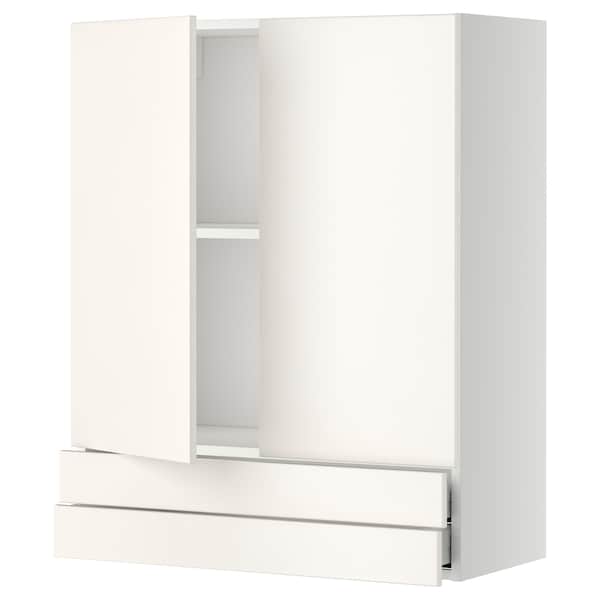 Ikea METOD / MAXIMERA - Wall cabinet w 2 doors/2 drawers, white/Veddinge white, 80x100 cm