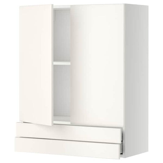 Ikea METOD / MAXIMERA - Wall cabinet w 2 doors/2 drawers, white/Veddinge white, 80x100 cm