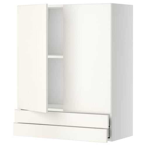 METOD / MAXIMERA - Wall cabinet w 2 doors/2 drawers, white/Veddinge white, 80x100 cm