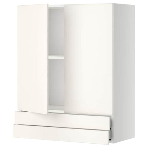 METOD / MAXIMERA - METOD / MAXIMERA Wall cabinet w 2 doors/2 drawers, white/Veddinge white, 80x100 cm