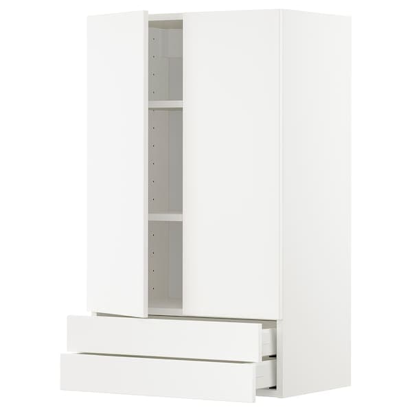 METOD / MAXIMERA - Wall cabinet w 2 doors/2 drawers, white/Veddinge white, 60x100 cm - best price from Maltashopper.com 69469405