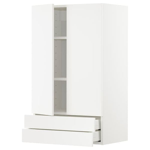 METOD / MAXIMERA - Wall cabinet w 2 doors/2 drawers, white/Veddinge white, 60x100 cm