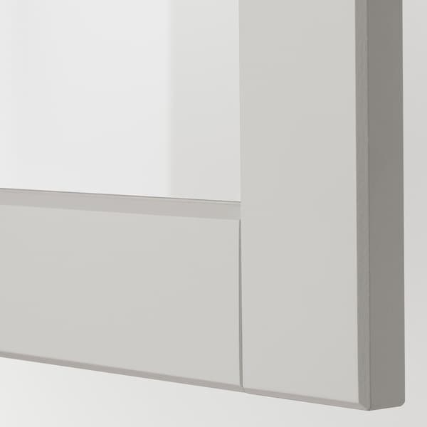 Ikea METOD / MAXIMERA - Wall cab w 2 glass doors/2 drawers, white/Lerhyttan light grey, 60x100 cm