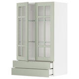 METOD / MAXIMERA wall cab w 2 glass doors/2 drawers, white/Stensund light green, 60x100 cm