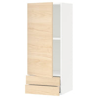 METOD / MAXIMERA - Wall cabinet with door/2 drawers, white/Askersund light ash effect, 40x100 cm - best price from Maltashopper.com 19463118