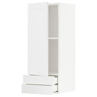 METOD / MAXIMERA - Wall cabinet with door/2 drawers, white/Axstad matt white, 40x100 cm - best price from Maltashopper.com 09462671