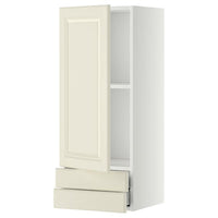 METOD / MAXIMERA - Wall cabinet with door/2 drawers, white/Bodbyn off-white, 40x100 cm - best price from Maltashopper.com 89466217