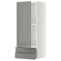 METOD / MAXIMERA - Wall cabinet with door/2 drawers, white/Bodbyn grey, 40x100 cm - best price from Maltashopper.com 89456671