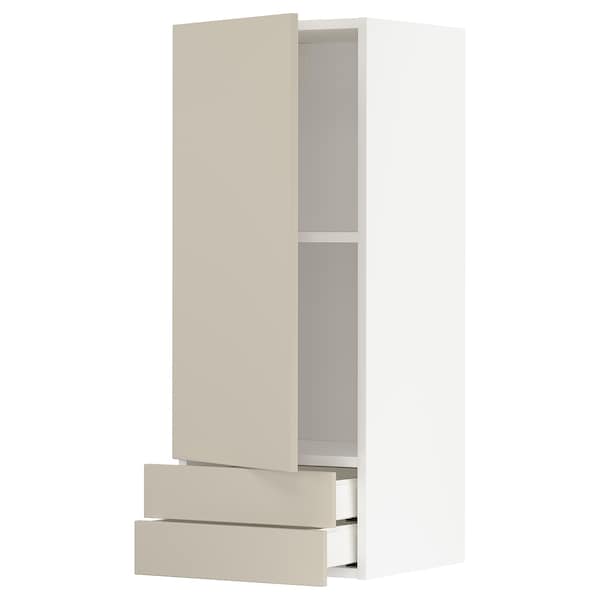 METOD / MAXIMERA - Wall cabinet with door/2 drawers, white/Havstorp beige, 40x100 cm - best price from Maltashopper.com 19504067