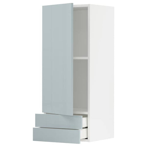 METOD / MAXIMERA - METOD / MAXIMERA Wall cabinet with door/2 drawers, white/Kallarp light grey-blue, 40x100 cm